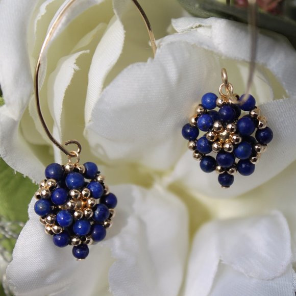 Lapis Lazuli and 14kt Gold Filled Dangle Earrings - Picture 7 of 16